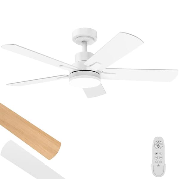 42 in. Indoor White Downrod Mount Standard Ceiling Fan with Integrated LED Light and Remote Control