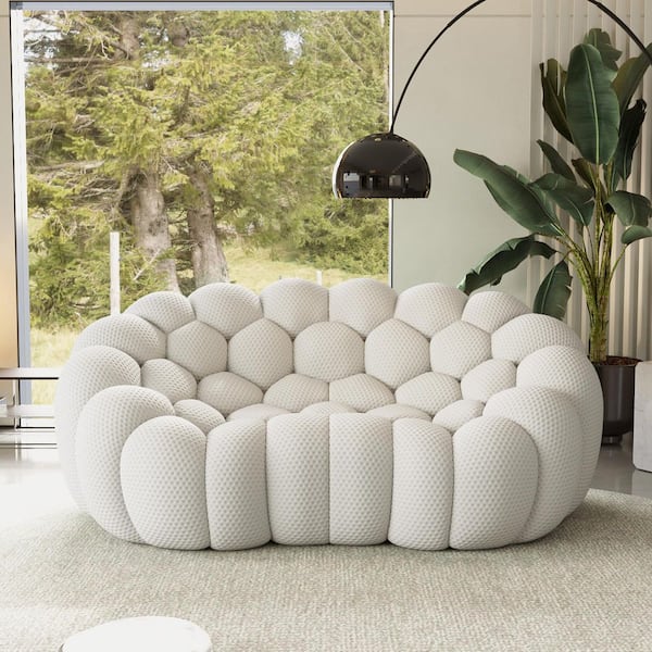 Magic Home (Set of 2) Bubble Sofa,49.2 in. Gray Mesh Fabric