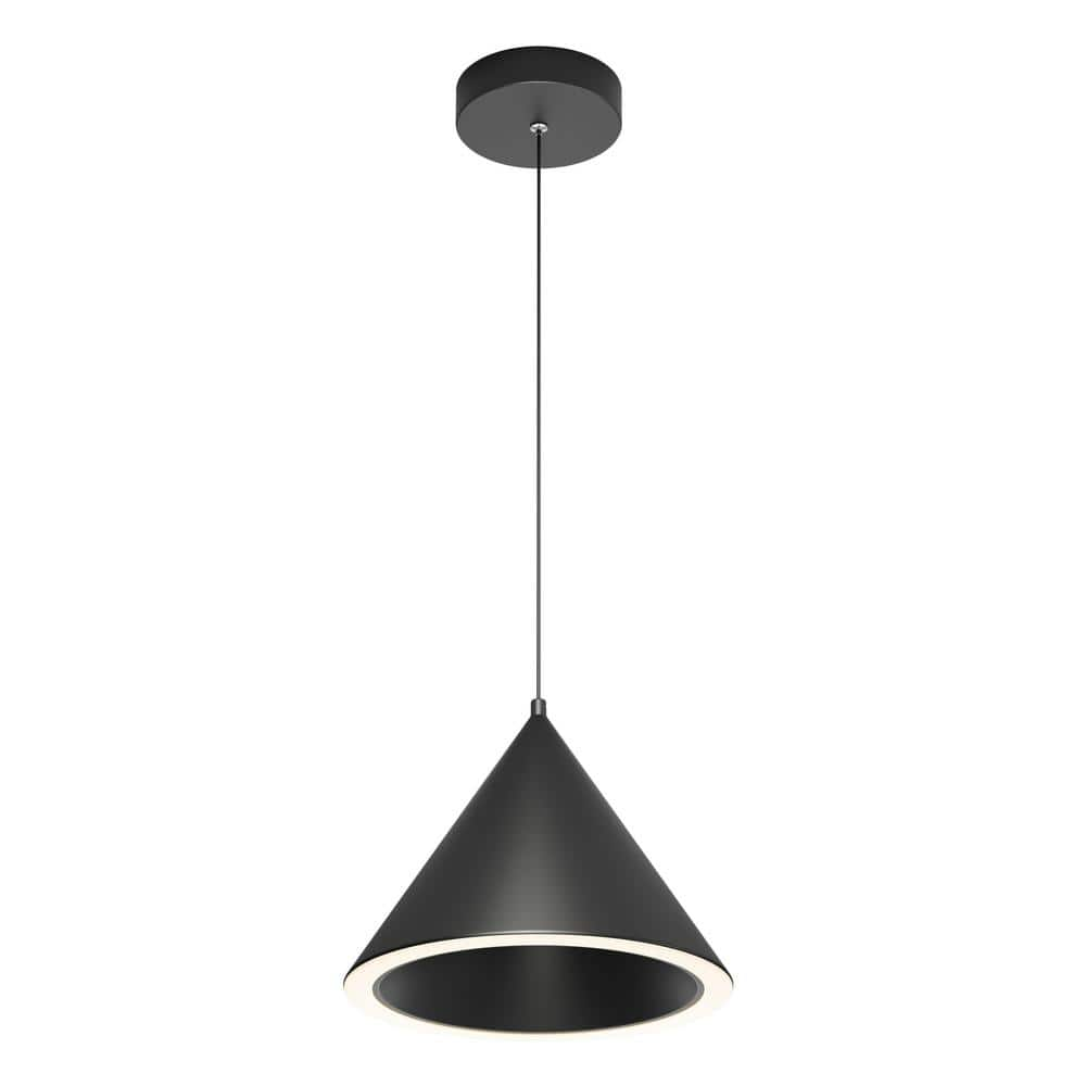 Denali 27-Watt 1 Light Matte Black Modern 3 CCT Integrated LED Pendant Light Fixture for Kitchen Island