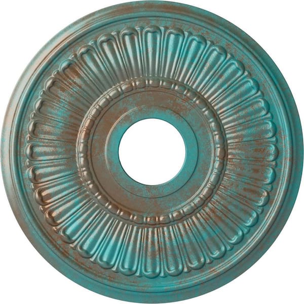 Ekena Millwork 3/4 in. x 16 in. x 16 in. Polyurethane Melonie Ceiling Medallion, Copper Green Patina