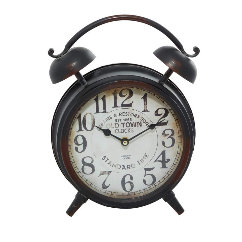 Vintage Black Metal Bell Top Table Clock