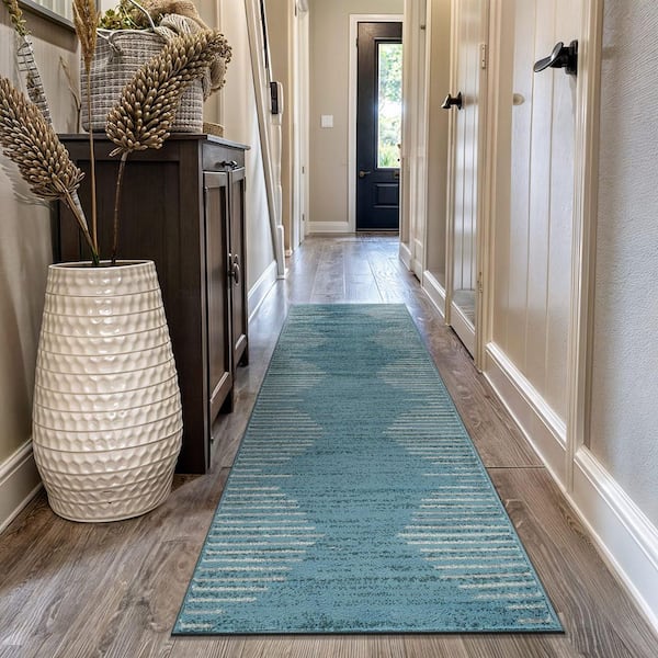 Bohemian Stripe Blue 2 ft. x 7 ft. Runner Rug