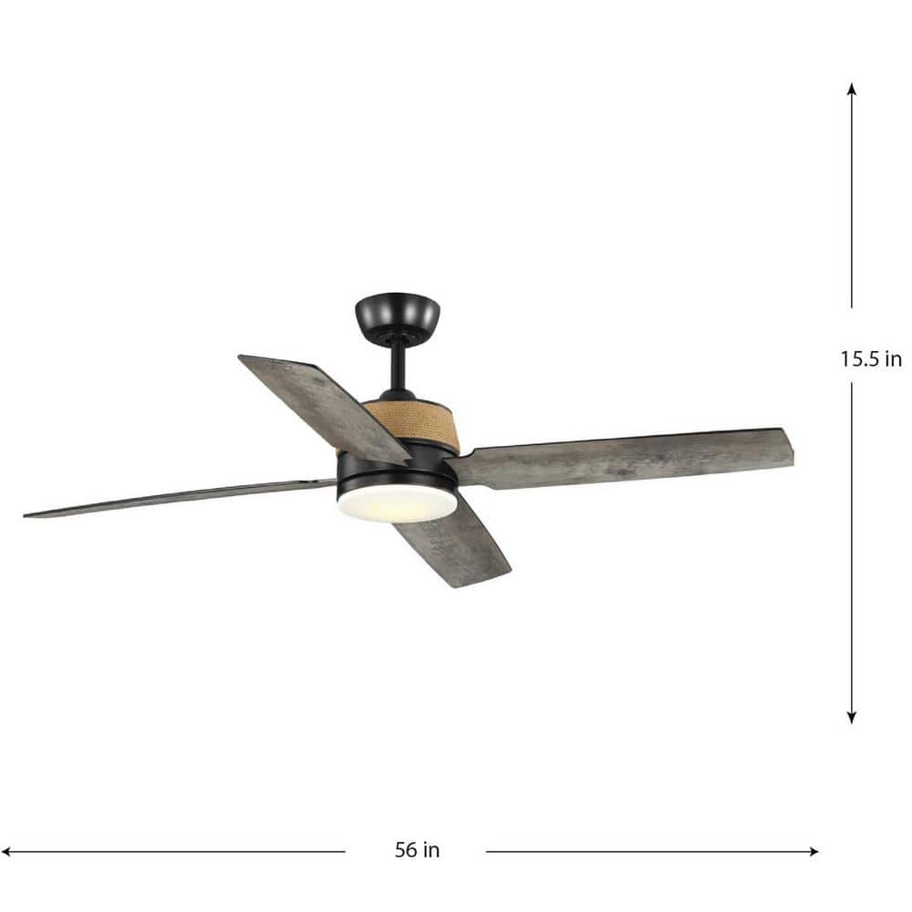 Shaffer II Matte Black 56" Ceiling Fan with LED Light and Remote