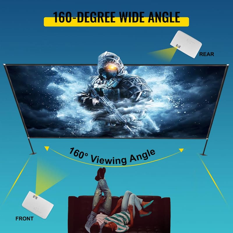 Projector Screen Portable Movie Screen with Stand 180 in. 16:9 4K Wide Angle Outdoor Projection Screen with Storage Bag