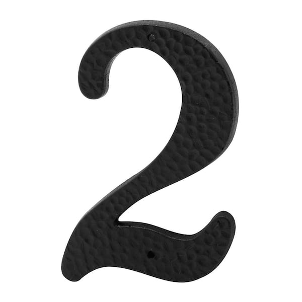 3 in. House Number 2, Plastic, Black with Nails