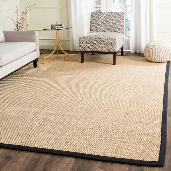 Natural Fiber Maize/Black 11 ft. x 15 ft. Woven Border Area Rug