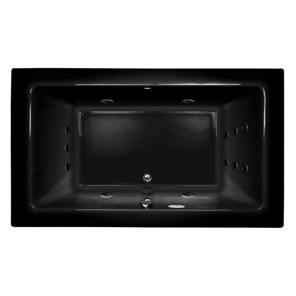 JACUZZI SIA 72 in. x 42 in. Acrylic Right-Hand Drain Rectangular Drop-In Whirlpool Bathtub in Black