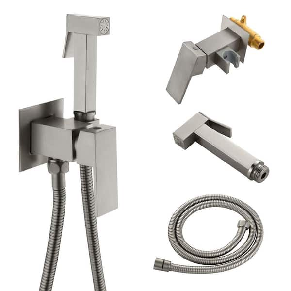 Amii Single-Handle Bidet Faucet with Bidet Sprayer and Hot and Cold Mode in Brushed Nickeld