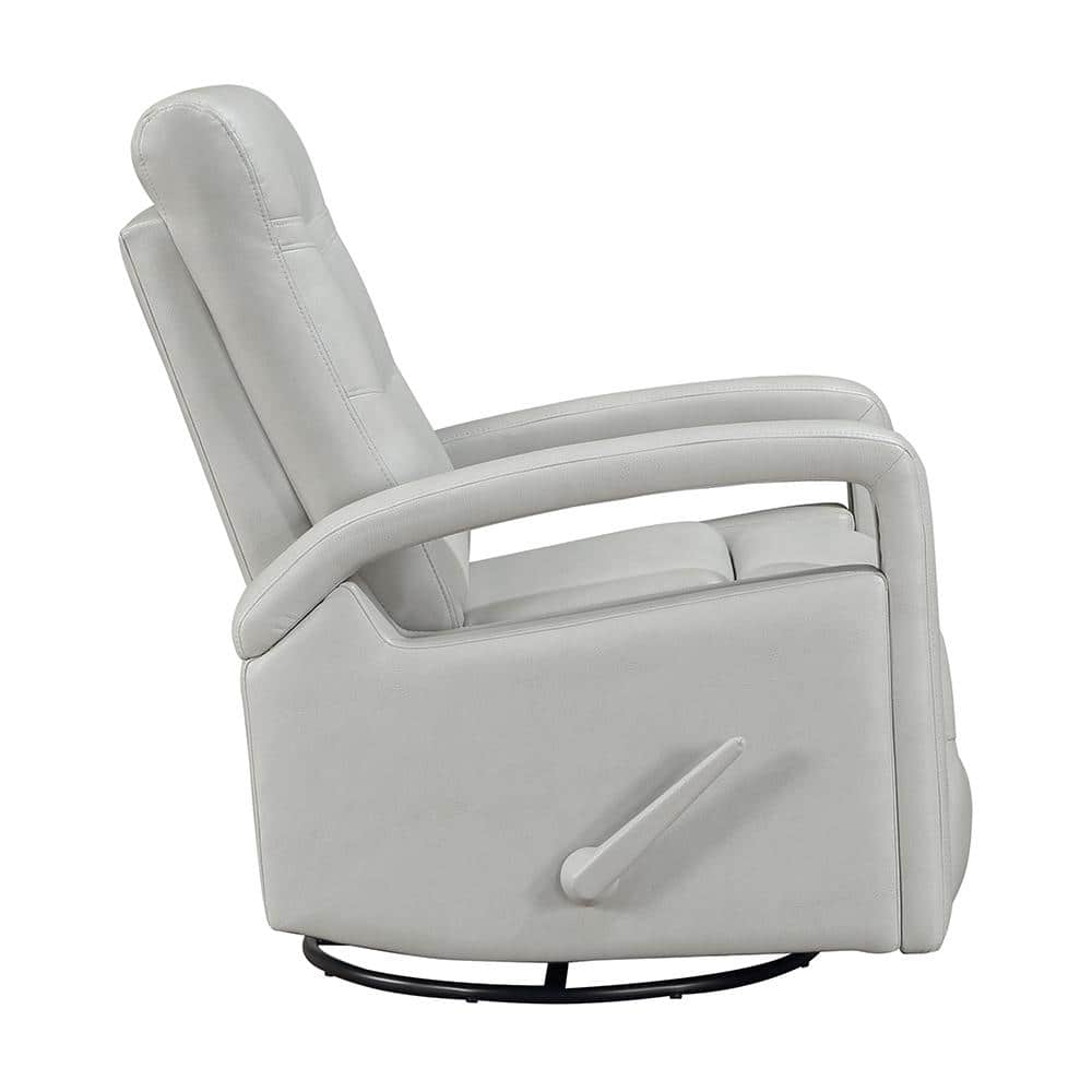 Gray Faux Leather Swivel Recliner with Tufted Back