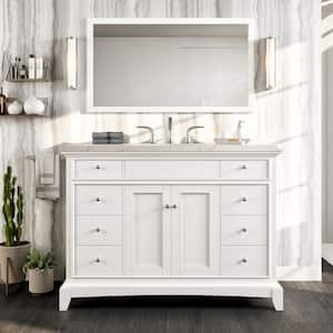 Elite Stamford 42 in. W. x 22 in. D x 34 in. H Bath Vanity in White with Double Ogee White Quartz Top White Oval Sink