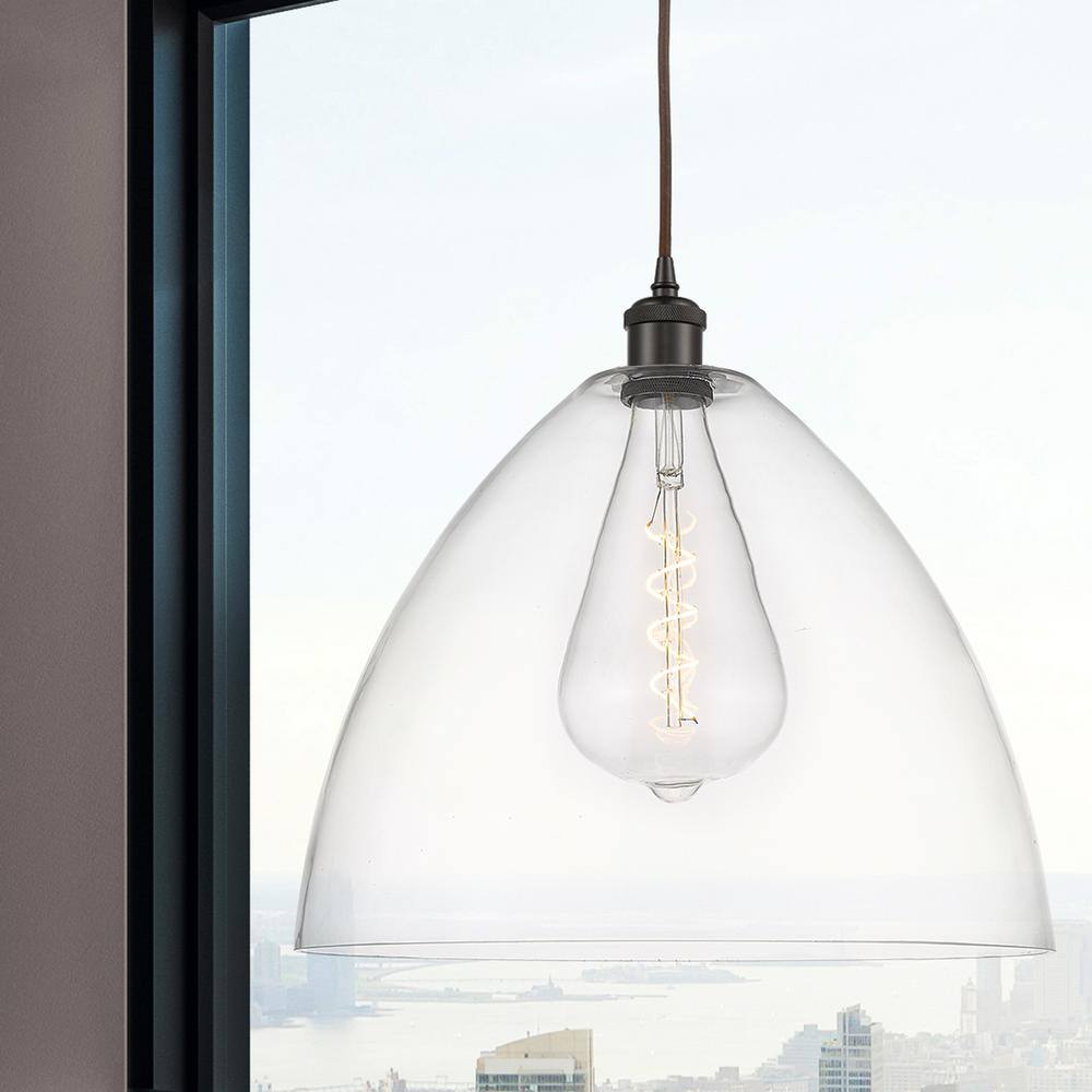 Bristol 16" Clear Glass Oil Rubbed Bronze Pendant Light
