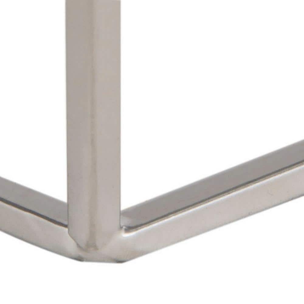 Transitional Hexagonal 18" Silver Stone & Metal Side Table