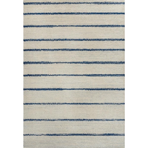 Williamsburg Minimalist Stripe Cream/Navy 8 ft. x 10 ft. Area Rug