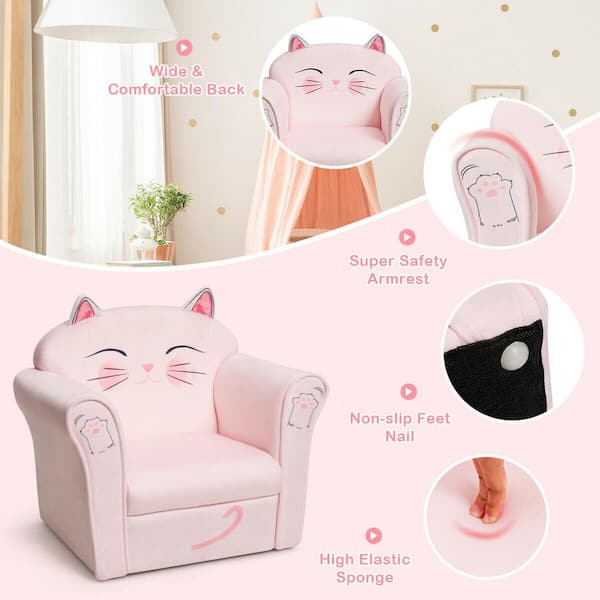Costway Kids Cat Sofa Children Armrest Couch Upholstered Chair in