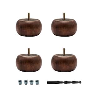 2-1/2 in. x 4-1/2 in. Stained Cherry Solid Hardwood Round Bun Foot (4-Pack)