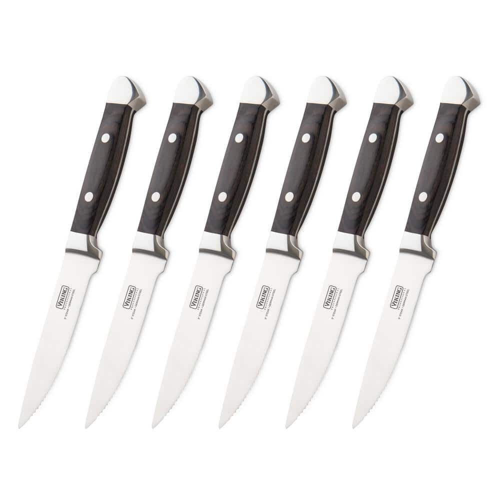 Viking Viking Steakhouse Pakka Wood 6-Piece Steak Knife Set with Wooden Box (Set of 6)