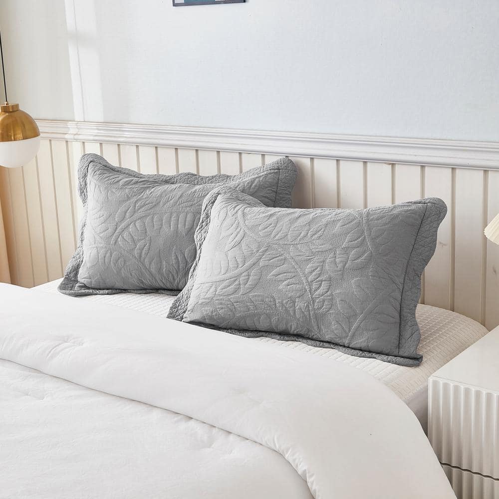 PJ Light Grey Cotton Embroidered Farmhouse King Pillow Protector price history on PriceWatchPro