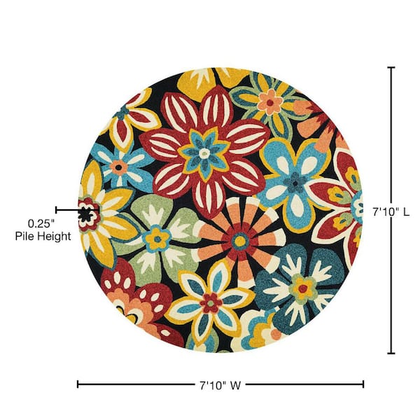 7' Ocean Blue Hand Hooked Uv Treated Bordered Round Indoor Outdoor Area Rug 7' Ocean Blue Hand Hooked Uv Treated Bordered Round Indoor Outdoor Area Rug