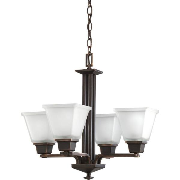 Progress Lighting North Park 4-Light Venetian Bronze Chandelier with Etched Glass Shade