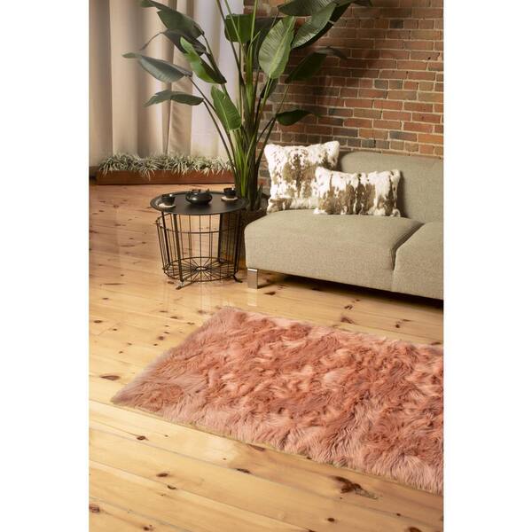 Luxe Faux Fur Rabbit Rug - 3'x5' - Black