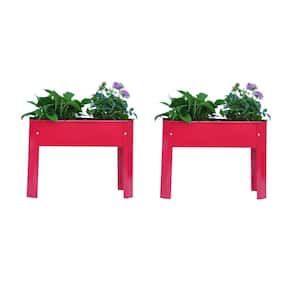 24 in. x 10 in. x 17 in. Red Galvanized Steel Raised Planter Boxes Elevated Garden Beds with Legs (2-Pack)