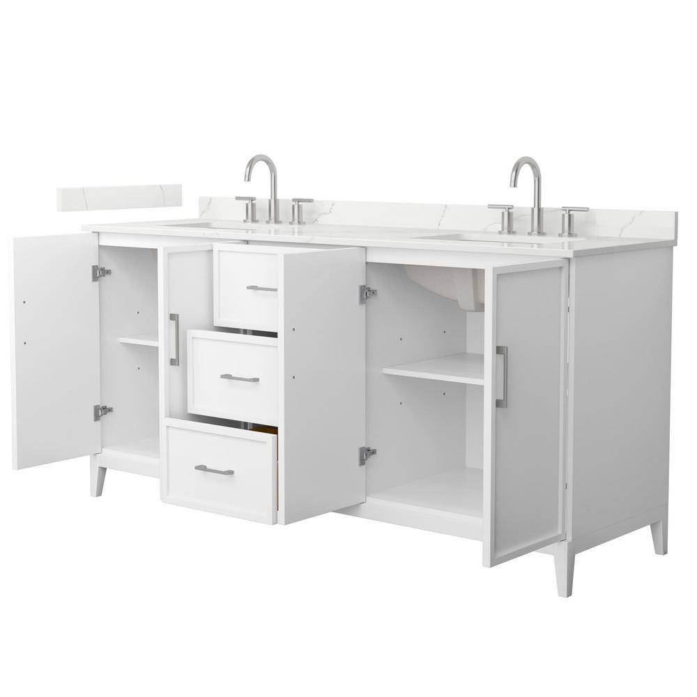 Elan 72" White Double Basin Vanity with Giotto Quartz Top