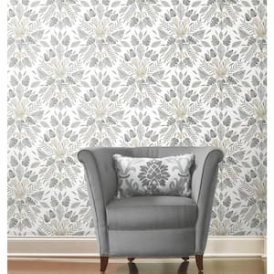 28.18 sq. ft. Cat Coquillette Tropical Grey Peel and Stick Wallpaper