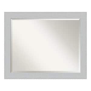 Shiplap White 32.25 in. x 26.25 in. Beveled Rectangle Wood Framed Bathroom Wall Mirror in White