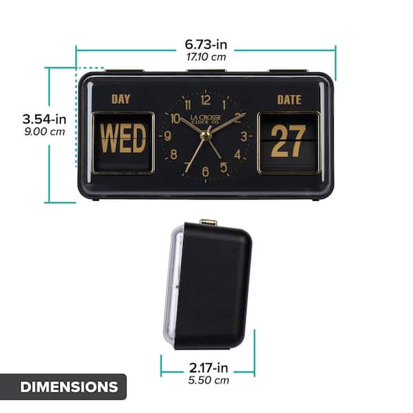 La Crosse Clock Daily Flip Black Tabletop Alarm Clock with