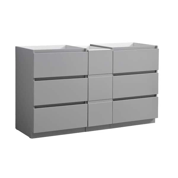 Fresca Lazzaro 60 in. Modern Double Bath Vanity Cabinet Only in Gray