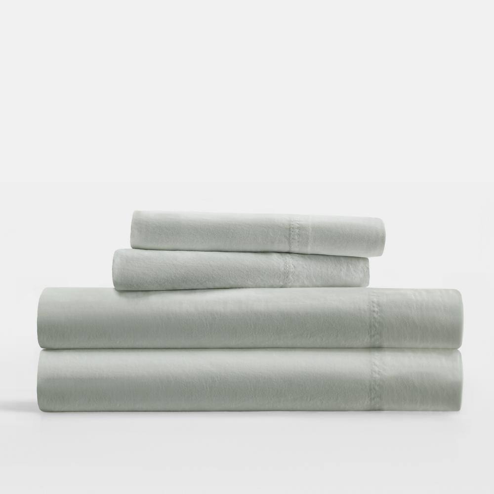 California King Green Mist Cotton Sheet Set with Pillowcases
