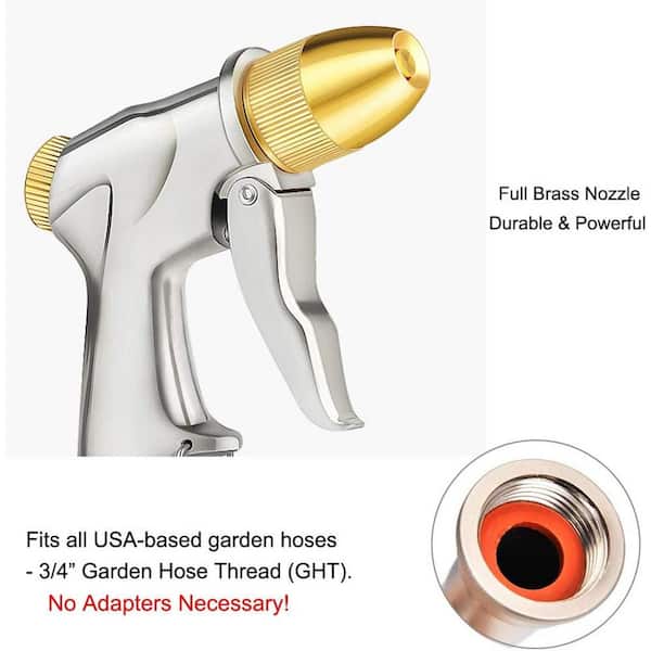 Upgraded Garden Hose Nozzle Sprayer, 100% Heavy-Duty Metal Handheld Water  Nozzle High Pressure in 4 Spray Modes B07MYWK5RY - The Home Depot