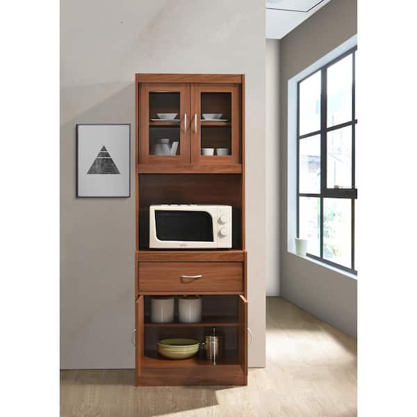 HODEDAH China Cabinet Cherry with Microwave Shelf HIKF96 CHERRY
