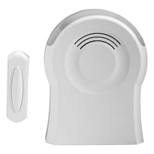 Wireless Battery Operated Tabletop Doorbell Kit with LED Strobe Light and Wireless Push Button, White