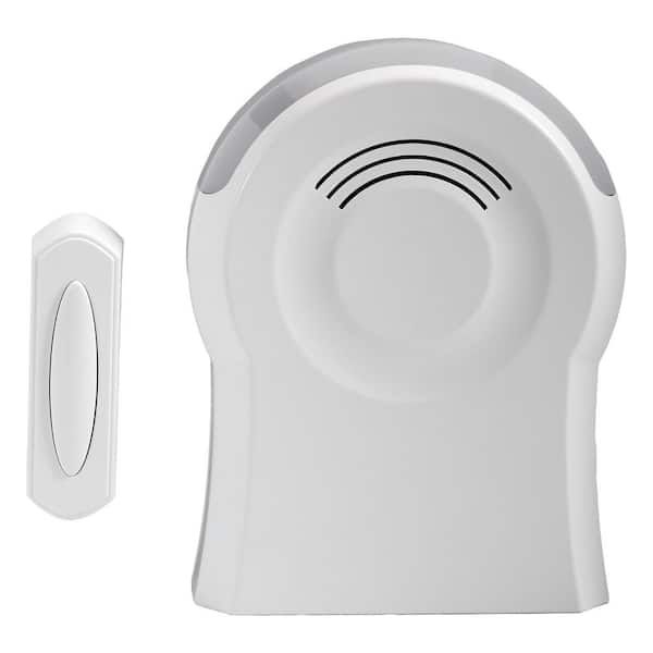 Defiant Wireless Battery Operated Tabletop Doorbell Kit with LED Strobe Light and Wireless Push Button, White