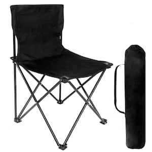 Portable Folding Camping Chair with Carry Bag for Adults Collapsible Anti-Slip Padded Oxford Cloth Stool in Black