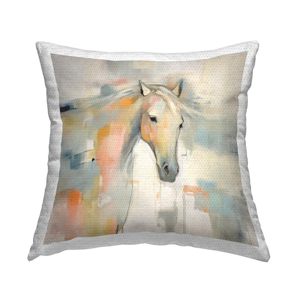 Stupell Industries Modern Horse Abstraction Grey Square Outdoor Throw Pillow