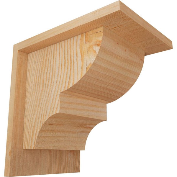 Ekena Millwork 7-1/2 in. x 10 in. x 10 in. Douglas Fir Ridgewood Smooth Corbel with Backplate