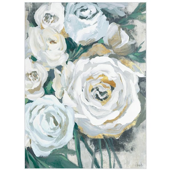 White 8 ft. x 10 ft. Bouquet of Florals II Washable Art Powerloomed Heavenly Softness Non Slipping Backing Area Rug