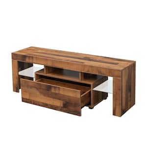 55 in. Copper Entertainment TV Stand, Large TV Stand TV Base Stand with LED Light TV Cabinet