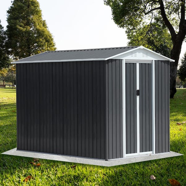 6 ft.W x 9 ft.D Outdoor Metal Storage Shed, Garden Tool House with Aluminum Alloy Frame, Sliding Door, Gray (56 sq. ft.)