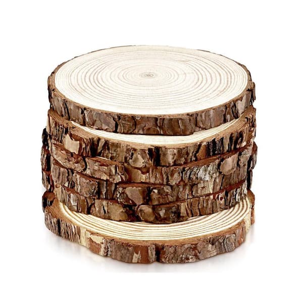 0.6 in. x 7-8 in. x 7-8 in. Pine Round Wood Slices Project Panel 6-Pack for DIY Crafts and Decorations