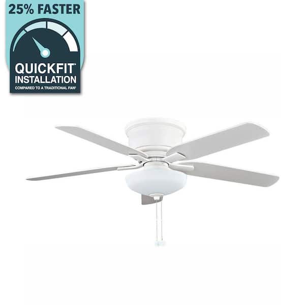 Holly Springs Low Profile 52 in. LED Indoor Matte White Ceiling Fan with Light Kit