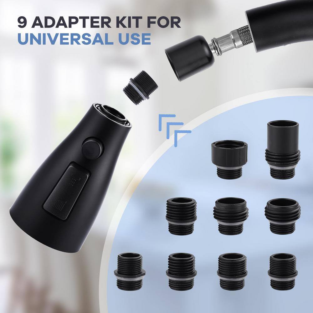 Matte Black ABS 3-Function Pull Down Kitchen Faucet Sprayer with Adapter Kit