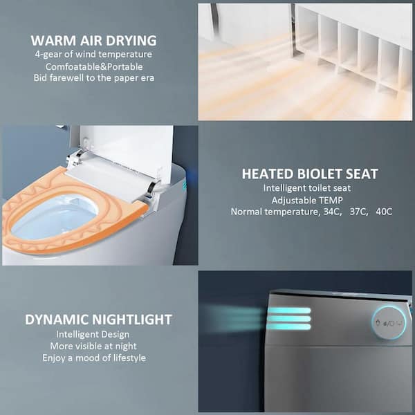 LORDEAR 1.28 GPF Pink Elongated Smart Toilet Bidet with Auto Open/Close Seat
