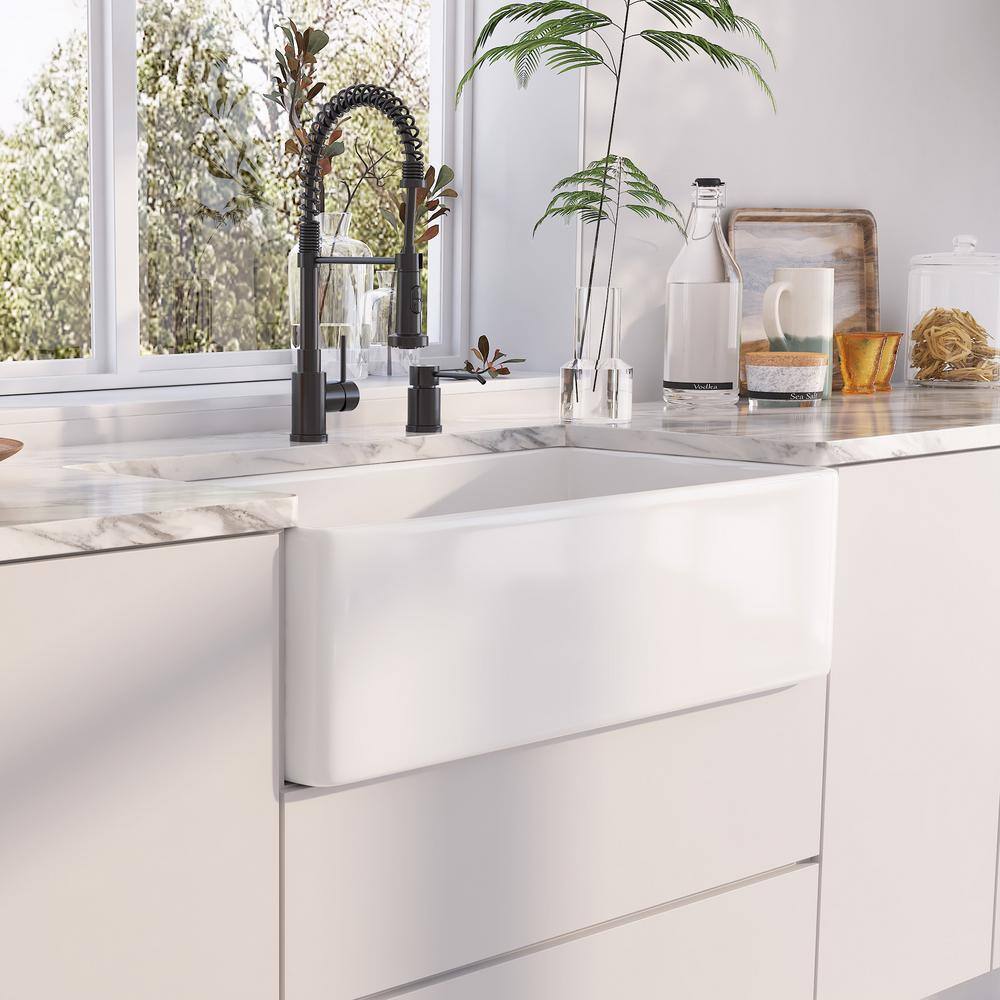 Denbigh 36'' White Fireclay Farmhouse Single Bowl Sink