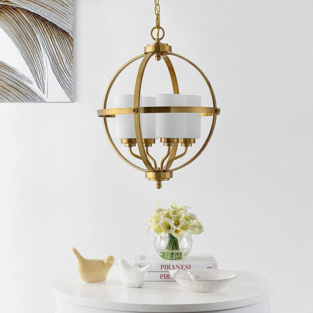 Elegant Farmhouse 22" Globe Pendant in Brass Gold with LED Lights