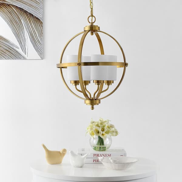 SAFAVIEH Forler 4-Watt 4-Light gold Pendant Light with Metal Shade
