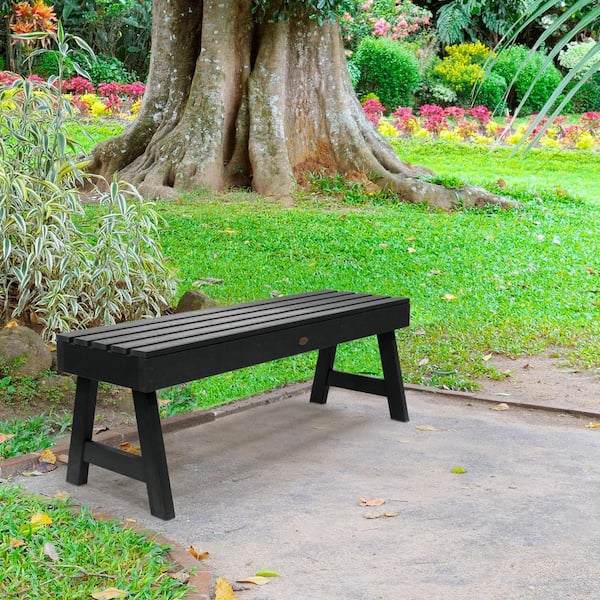 Highwood Weatherly 4 ft. 2-Person Black Recycled Plastic Outdoor Picnic Bench