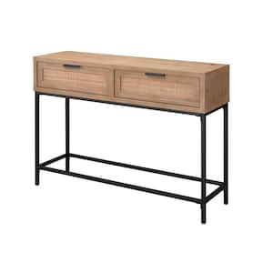 40 in. Brown Rectangle Wood Top Console Table with 2 Drawers
